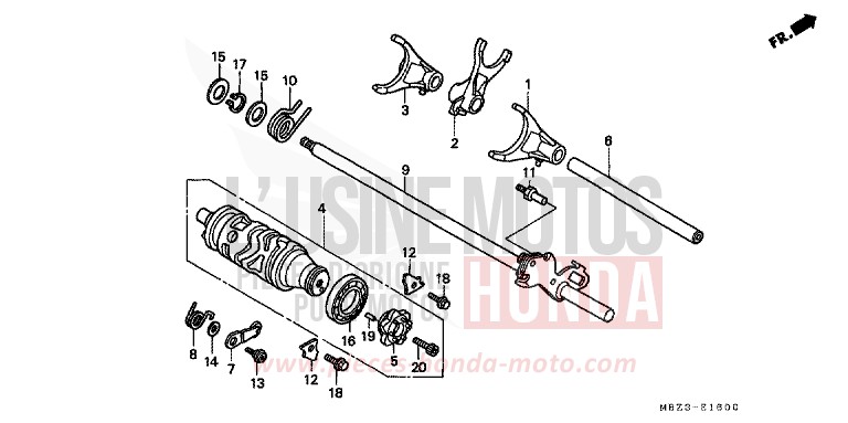 GEARSHIFT DRUM for Hornet S BLACK (NH1) from 2001